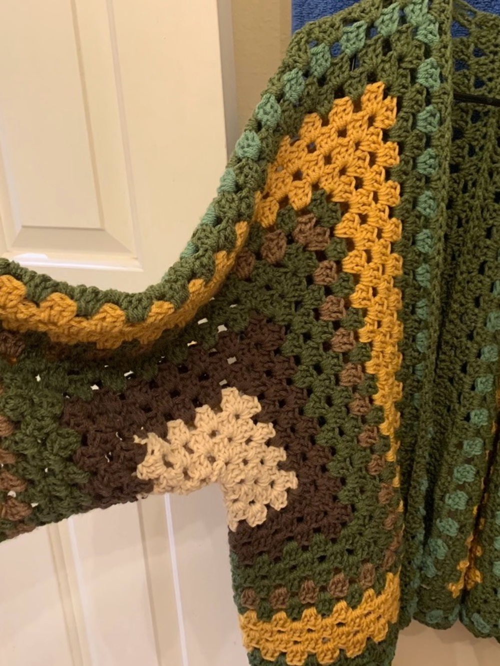 Handmade Olive Green Crochet Sweater Cardigan